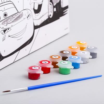 Картина по номерам для детей «Молния Маккуин и Мэтр» 20×30 см, Тачки