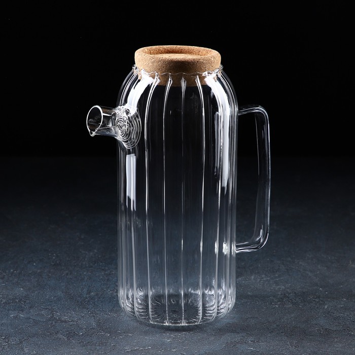 Кувшин стеклянный с пробковой крышкой «Эко», 1.6 л, 18×11×25 см - Фото 1