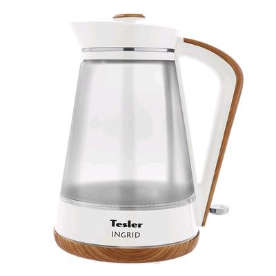 Чайник электрический Tesler KT-1750 WHITE, стекло, 1.7 л, 2200 Вт, белый