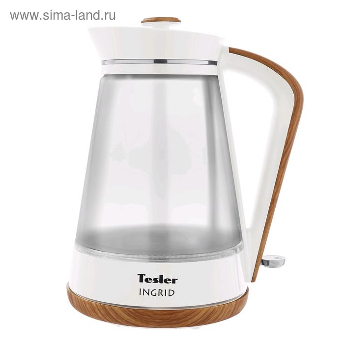 Чайник электрический Tesler KT-1750 WHITE, стекло, 1.7 л, 2200 Вт, белый - Фото 1