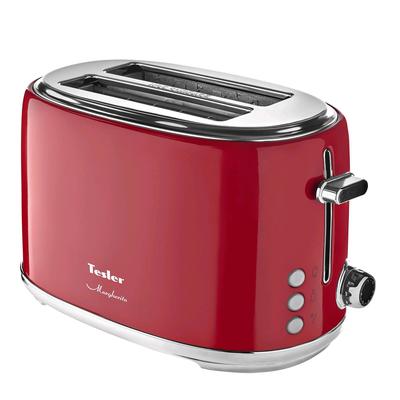 Тостер Tesler TT-255 RED, 900 Вт, 2 тоста, 6 режимов прожарки, разморозка, красный