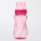 Бутылочка для кормления, широкое горло, средний поток, 300 мл., цвет розовый, +3мес - фото 294972258