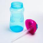 Поильник детский с силиконовой трубочкой, 300 мл., цвет голубой - фото 44598036