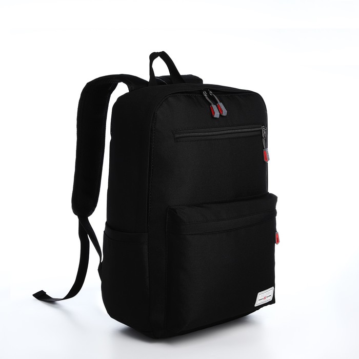 Рюкзак молодёжный, классический, отдел на молнии, 2 наружных кармана, цвет чёрный - Фото 1