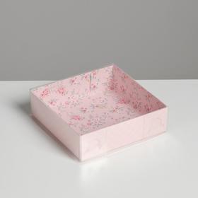 Коробка для макарун с PVC крышкой «Шебби», 12 х 12 х 3 см
