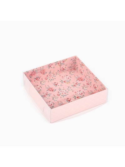 Кондитерская упаковка, коробка для макарун с пластиковой крышкой, «Шебби», 12×12×3.5 см