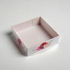 Кондитерская упаковка, коробка для макарун с PVC крышкой, «Цветы», 12 х 12 х 3 см - Фото 3