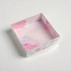 Коробка для макарун с подложками с PVC крышкой, кондитерская упаковка «Весенний подарок», 12 х 12 х 3,5 см - Фото 3