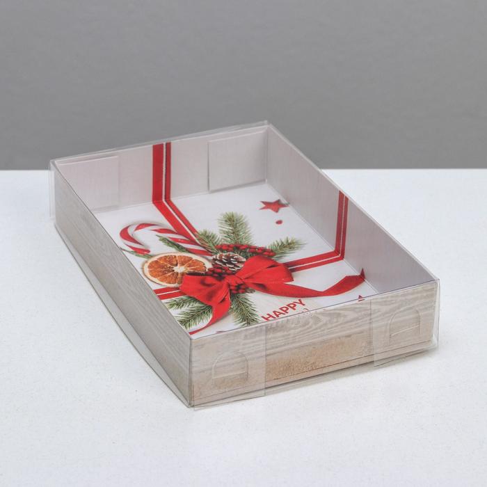 Коробка для кондитерских изделий «Новогодний бант», 17 × 12 × 3 см