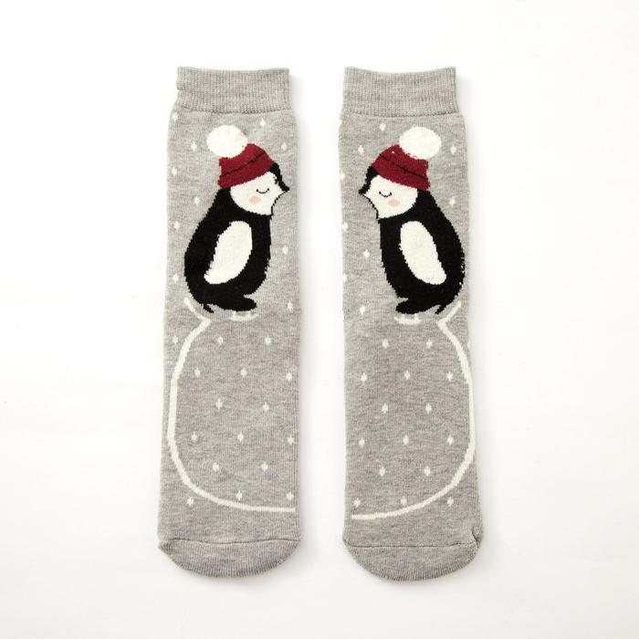 Носки новогодние женские Collorista "Пингвинчики", р-р 36- 40 (23-25 см) - Фото 1