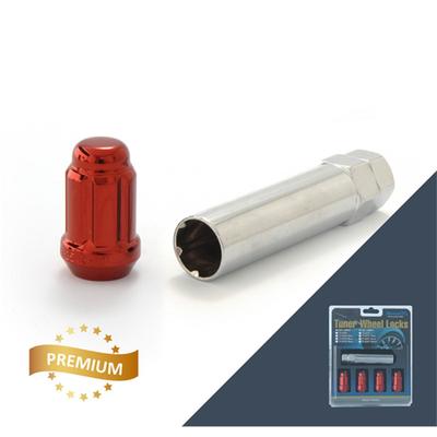 Гайка секретная M12x1,25, 34, внешний спец, красный, 4 шт +ключ