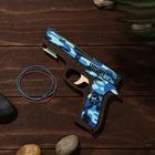 Сувенир деревянный «Резинкострел, синий камуфляж» + 4 резинки - фото 109067804
