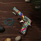 Сувенир деревянный «Резинкострел, радужные линии» + 4 резинки - фото 9052363