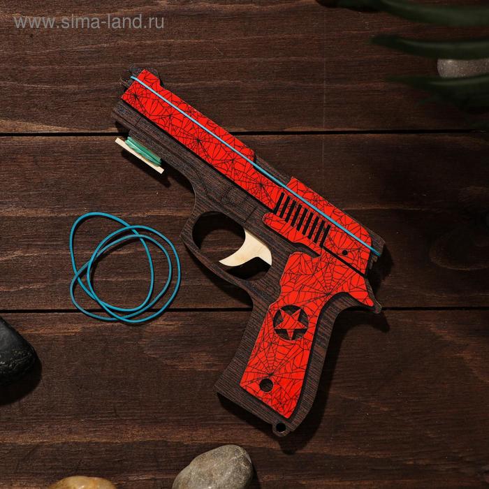 Сувенир деревянный «Резинкострел, красный гранит» + 4 резинки - Фото 1