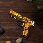 Сувенир деревянный «Резинкострел, жёлтые линии» + 4 резинки - фото 9240170