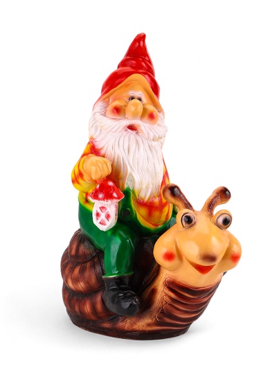 Садовая фигура из гипса «Гном на улитке», 71×34×41 см