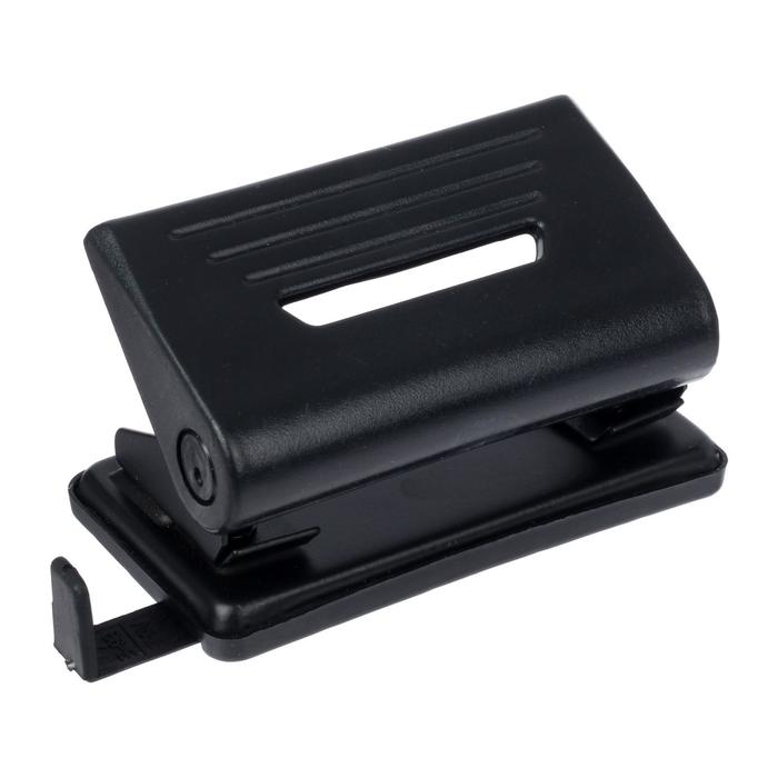 Дырокол на 10 листов, пластиковый, Attomex с линейкой, чёрный - Фото 1