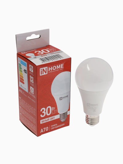 Лампа светодиодная IN HOME LED-A70-VC, Е27, 30 Вт, 230 В, 4000К, 2850 Лм