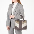 Сумка женская, отдел на молнии, наружный карман, регулируемый ремень, цвет серый/коричневый - Фото 4