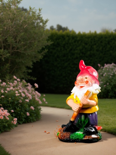 Садовая фигура из гипса «Гном с лопатой на подставке», 42×24×26 см