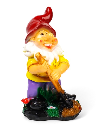 Садовая фигура из гипса «Гном с лопатой на подставке», 42×24×26 см