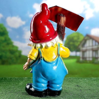 Садовая фигура из гипса «Гном с табличкой», 51×18×32 см