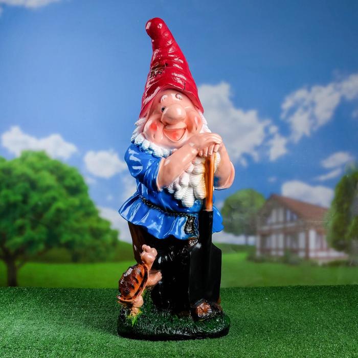 Садовая фигура из гипса «Гном с черепахой», 30×31×72 см - Фото 1