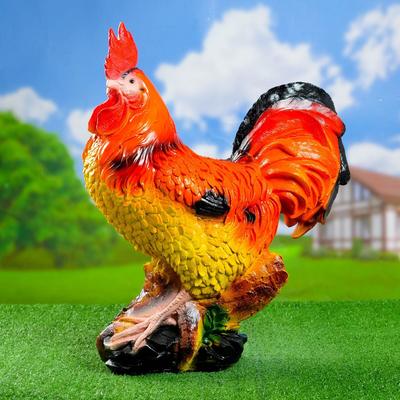 Садовая фигура из гипса «Петух» красный, 43×18×55 см