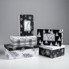 Набор подарочных коробок 5 в 1 «Черно-белый», 32,5 х 20 х 12,5 - 22 х 14 х 8,5 см, Новый год - фото 320187854