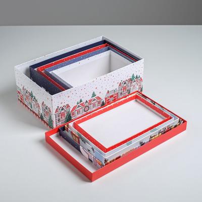 Набор подарочных коробок 5 в 1 «Город», 32,5 х 20 х 12,5 - 22 х 14 х 8,5 см, Новый год