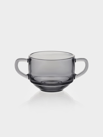 Бульонница Paşabahçe «Грей», 480 мл, стекло, с ручками, серая