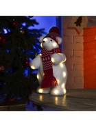 Светодиодная фигура «Мишка в шапке» 18×30×17 см, флок, батарейки ААх2 (не в комплекте), свечение тёплое белое - Фото 5