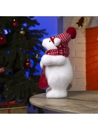 Светодиодная фигура «Мишка в шапке» 18×30×17 см, флок, батарейки ААх2 (не в комплекте), свечение тёплое белое - фото 7441402 Светодиодная фигура «Мишка в шапке» 18×30×17 см, флок, батарейки ААх2 (не в комплекте), свечение тёплое белое - фото 7441402