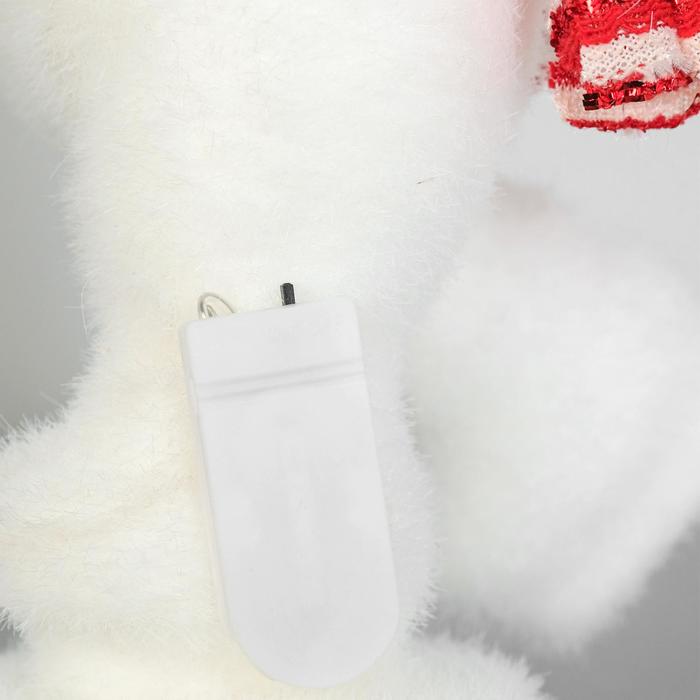 Светодиодная фигура «Бегущий мишка» 14 × 26 × 13 см, флок, батарейки CR2032х2 (не в комплекте), свечение тёплое белое - фото 1907134943