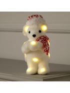 Светодиодная фигура «Мишка в шапке» 9×23×7 см, флок, батарейки CR2032×2 (не в комплекте), свечение тёплое белое - Фото 5