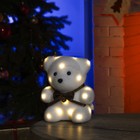 Светодиодная фигура «Медведь с бантиком» 12 × 20 × 7 см, флок, батарейки CR2032х2 (не в комплекте), свечение тёплое белое - Фото 1