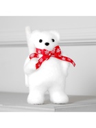 Фигура световая "Медведь с посохом в шарфе", 15х9х6 см, фиксинг, от батареек, Т/БЕЛЫЙ - фото 809271635