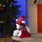 Светодиодная фигура «Медвежонок со снежным комом» 20 × 18 × 10 см, флок, батарейки CR2032х2 (не в комплекте), свечение тёплое белое - фото 6325087