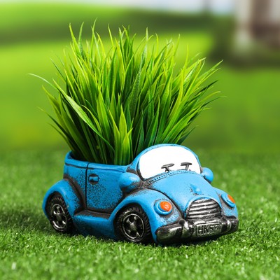 Горшок для цветов «Машинка» керамический, 200 мл, 14×9×7.5 см, синий