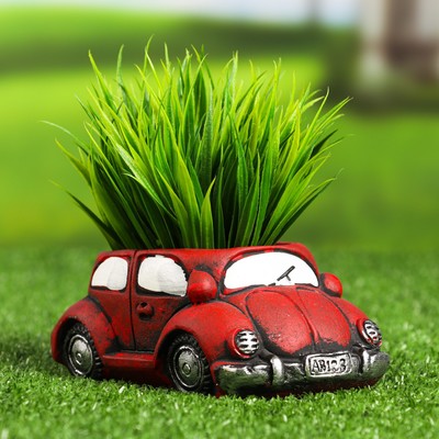 Декоративный горшок для цветов «Машинка», 200 мл, 14.4×9×6 см, керамический, красный