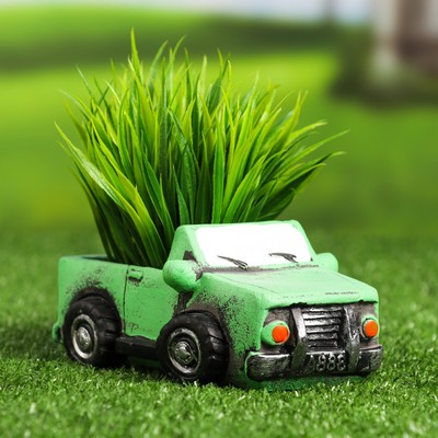 Горшок для цветов «Машинка» керамический, 200 мл, 14×6.5×7 см, зелёный