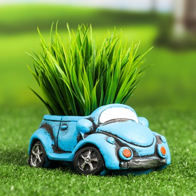 Горшок для цветов «Машинка» керамический, 200 мл, 13×6.5×7 см, синий