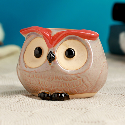 Декоративный горшок для цветов «Совёнок Бом», 150 мл, 8×6×5.5 см, керамический