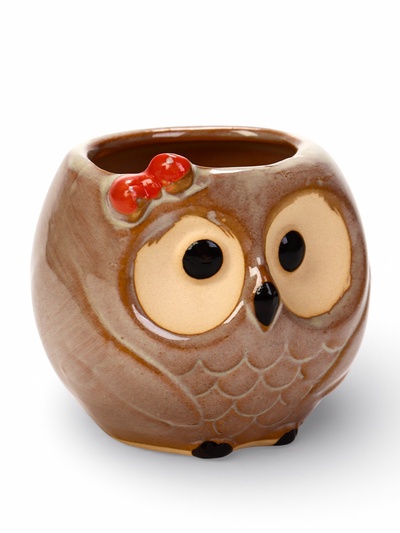 Декоративный горшок для цветов «Совёнок Бом», 180 мл, 7×6×6.5 см, керамический