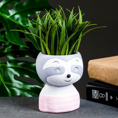 Горшок для цветов «Милый енот», 300 мл, 11×6 см, керамика