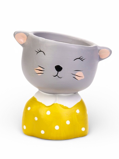 Декоративный горшок для цветов «Милый котёнок», 300 мл, 11×6 см, керамика