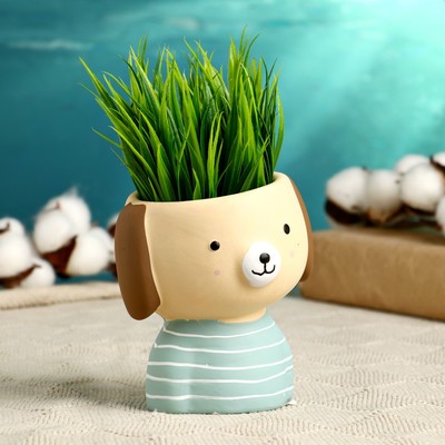 Горшок для цветов «Милый Пёсик в голубой тельняшке» керамический, 300 мл, 6×11 см