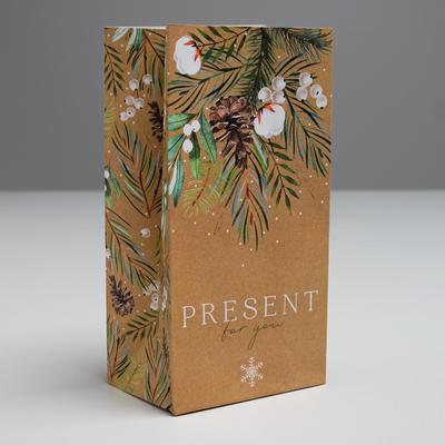 Пакет подарочный без ручек новогодний Present for you, 10×19×7 см