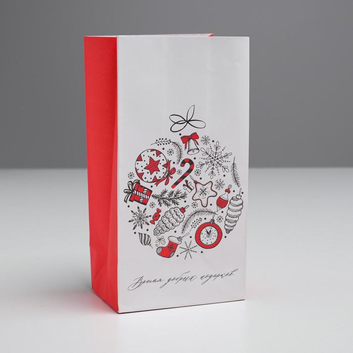 Пакет без ручек «Время добрых подарков», 10 х 19.3 х 7 см - Фото 1