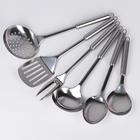 УЦЕНКА Набор кухонных принадлежностей «Металлик», 6 предметов, на подставке - Фото 4